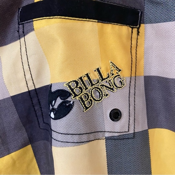 Billabong Boys Swim Trunks Board Shorts Yellow/Black Check Size 7 - Picture 5 of 9